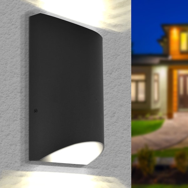 Luxrite Modern Up and Down LED Porch Lights Outdoor 9W/12W/15W 3CCT 3000K-5000K IP65 8 Inch Aluminum ETL LR40326-1PK - main